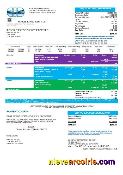 USA EID business utility bill